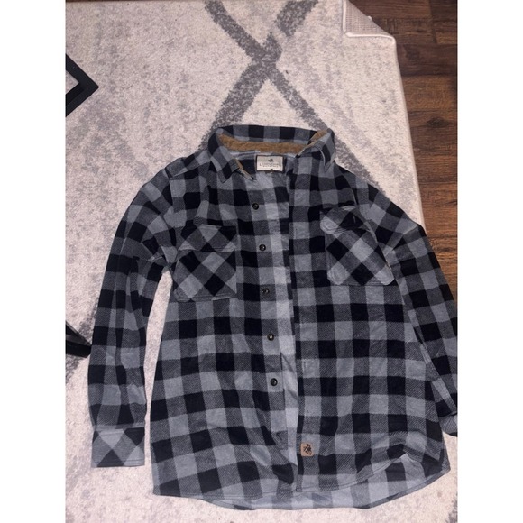 Legendary Whitetails Mens Buffalo Plaid Flannel Shirt Gray Black Button Down - Picture 1 of 3